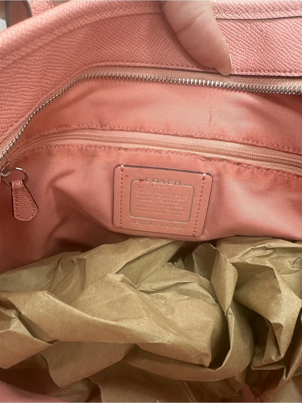 Coach Coral Pink Leather Tote with Top Handles